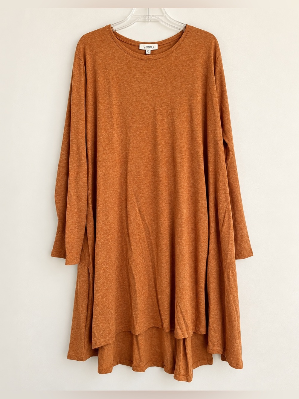 Brown Linen Blend Back Tiered Henley Midi T-Shirt Dress Umgee NWT XL #2338